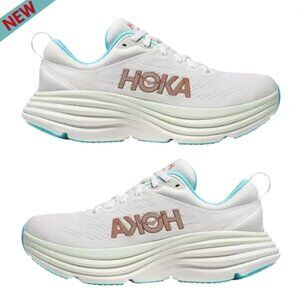 NWT HOKA Women's Bondi 8 Running Shoes, Frost/Rose Gold